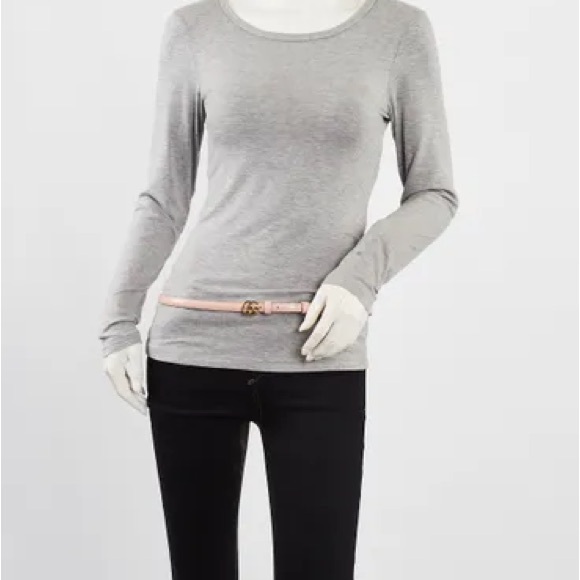 Gucci Slim Patent Powder Pink Leather Marmont Double G Belt 707327 105/42 - Picture 11 of 11